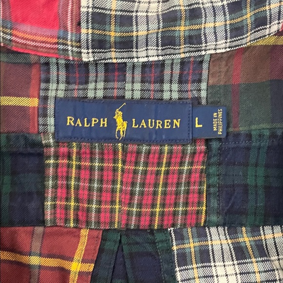 Vintage Polo Ralph Lauren Men's Patchwork Plaid Shirt - Red, Blue, Green - Picture 2 of 5